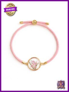 Genuine Dried Pressed Birth Month Flower Bracelet, Adjustable Tree of Life Knot